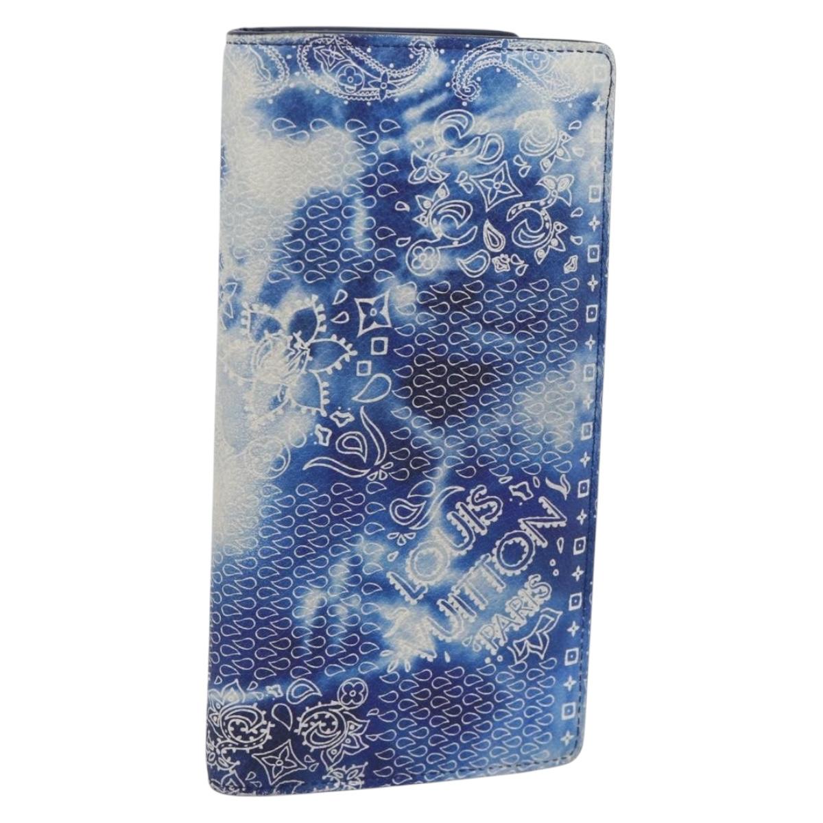 LOUIS VUITTON Monogram Bandana Brazza Portefeuille Navy M81405 Auth 188922