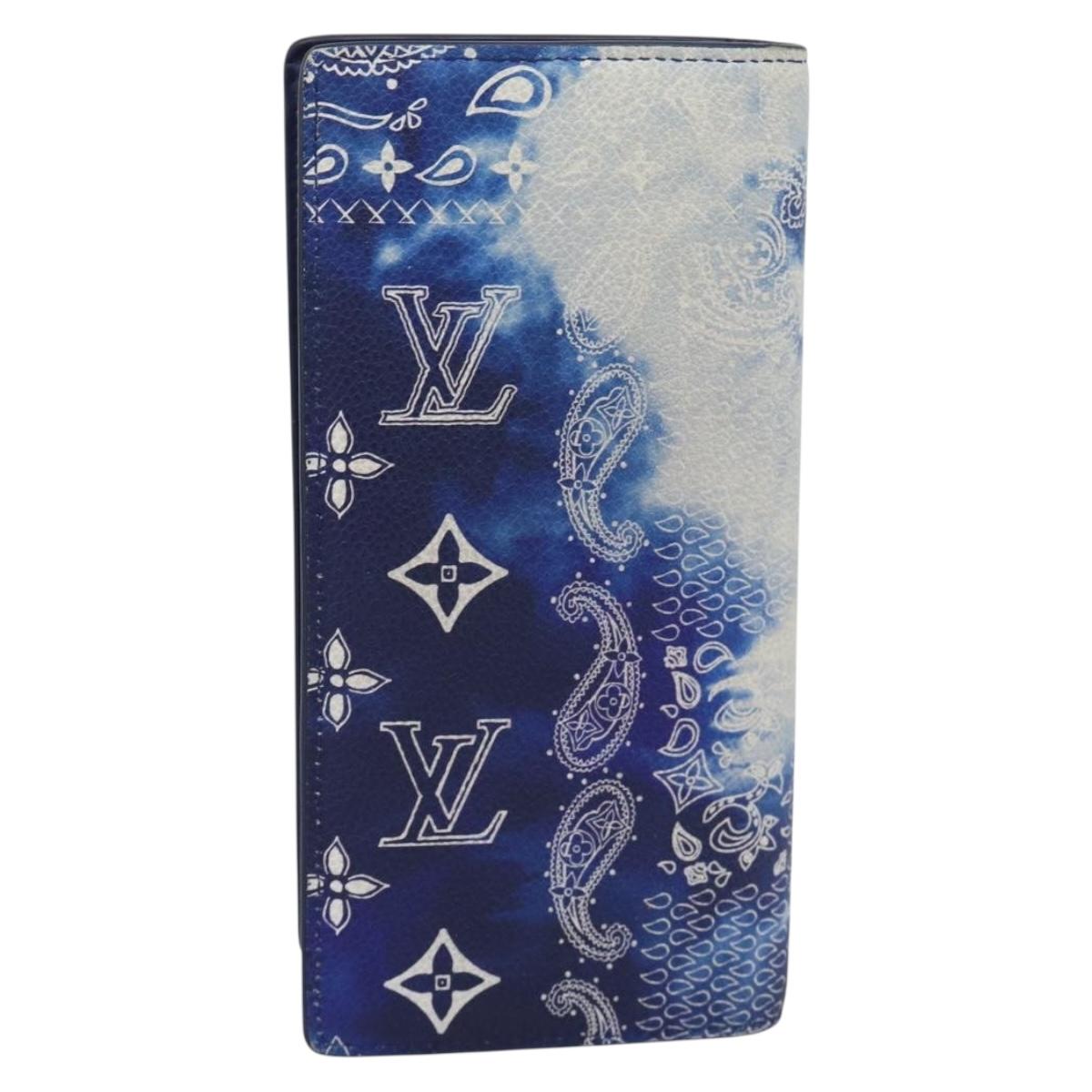 LOUIS VUITTON Monogram Bandana Brazza Portefeuille Navy M81405 Auth 188922