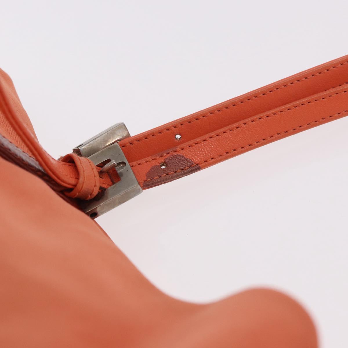 FENDI Tote Bag Cotton jersey Orange Silver Auth 188926