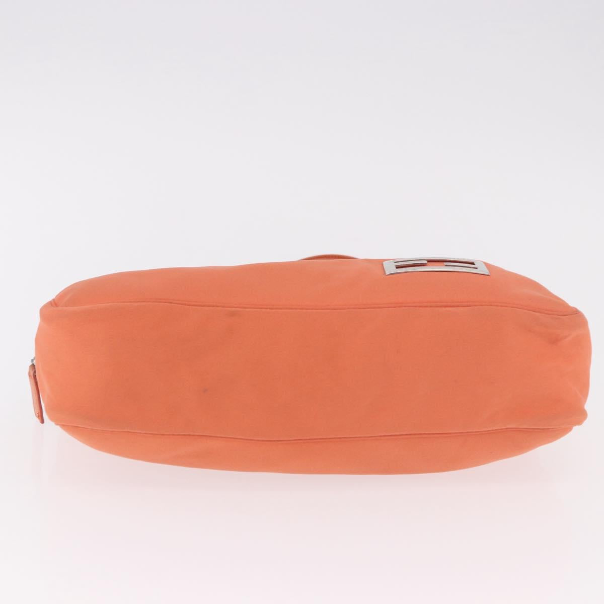 FENDI Tote Bag Cotton jersey Orange Silver Auth 188926