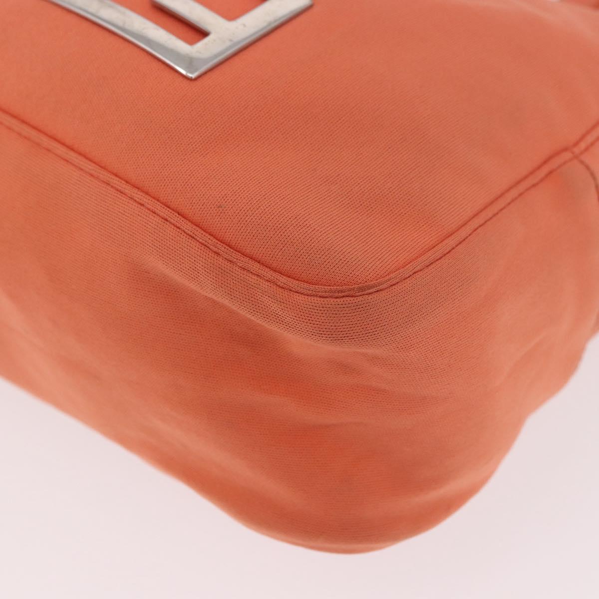 FENDI Tote Bag Cotton jersey Orange Silver Auth 188926