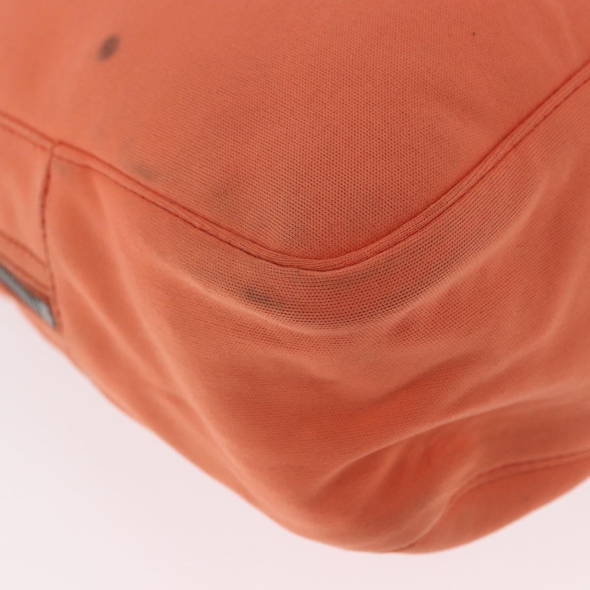 FENDI Tote Bag Cotton jersey Orange Silver Auth 188926