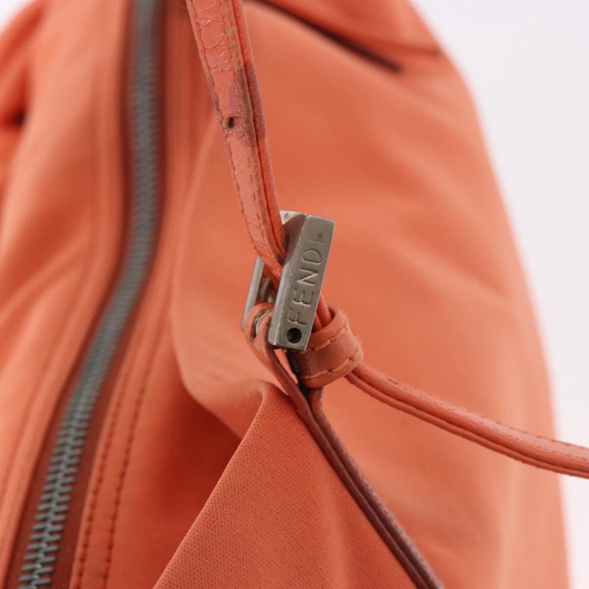 FENDI Tote Bag Cotton jersey Orange Silver Auth 188926