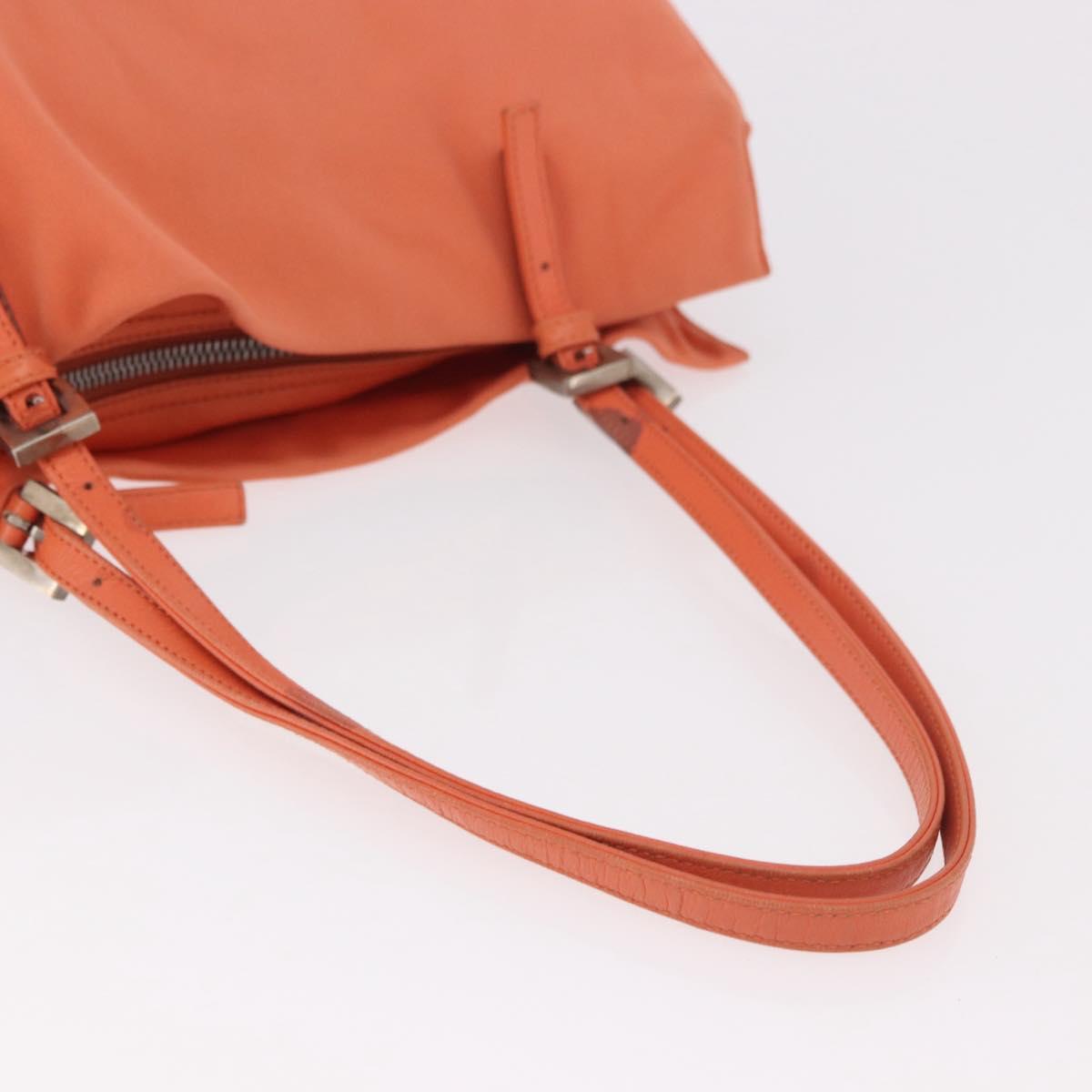 FENDI Tote Bag Cotton jersey Orange Silver Auth 188926