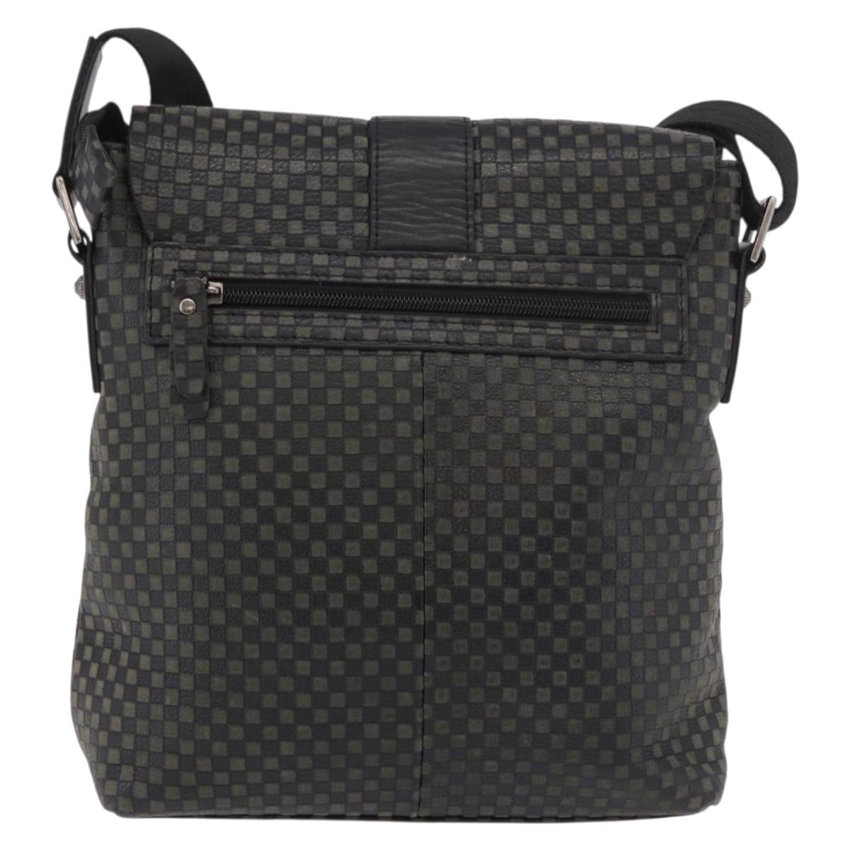 Salvatore Ferragamo Gancini Shoulder Bag Leather Black Silver Auth 188927A