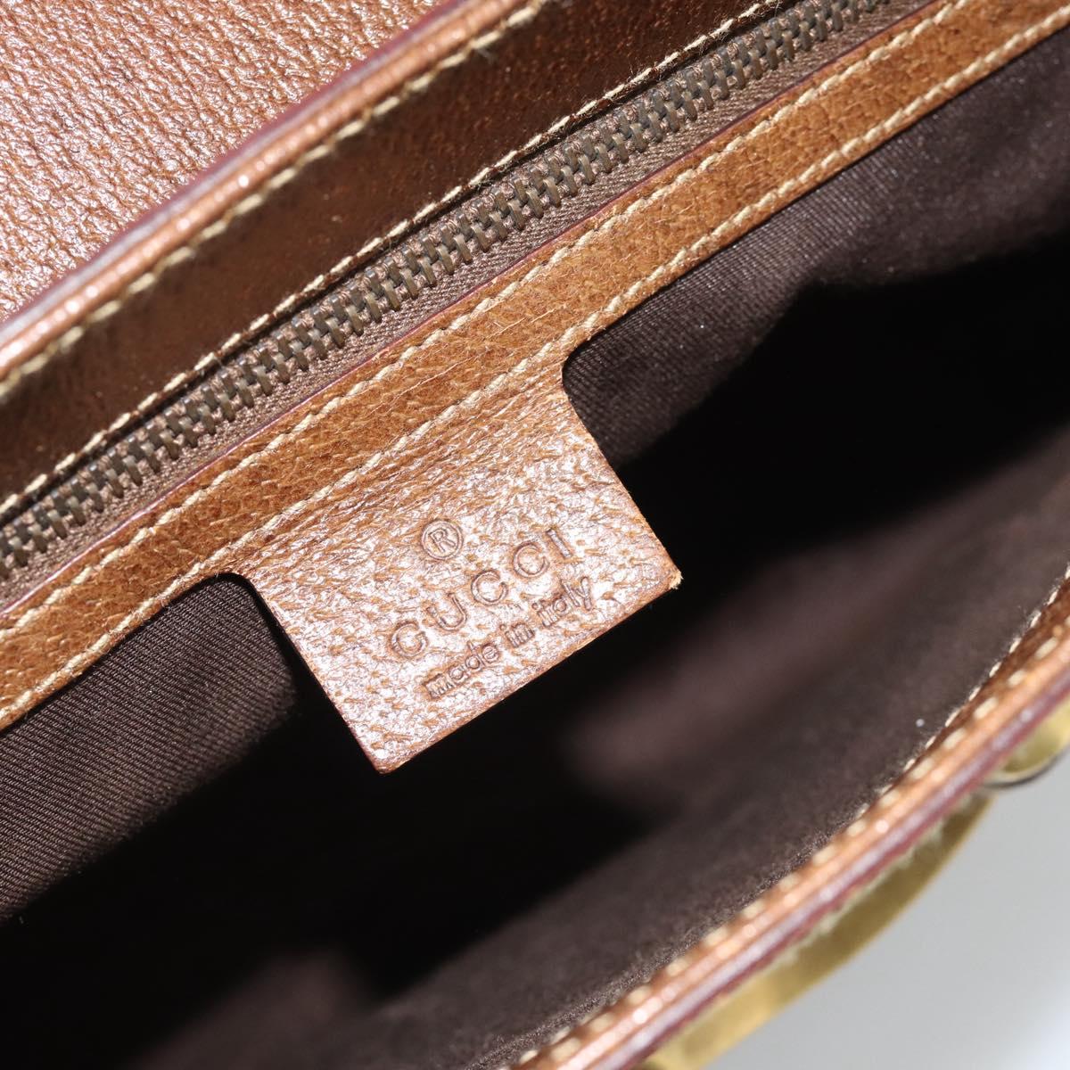 GUCCI Horsebit Shoulder Bag GG Canvas Beige Gold 144010 Auth 188928V