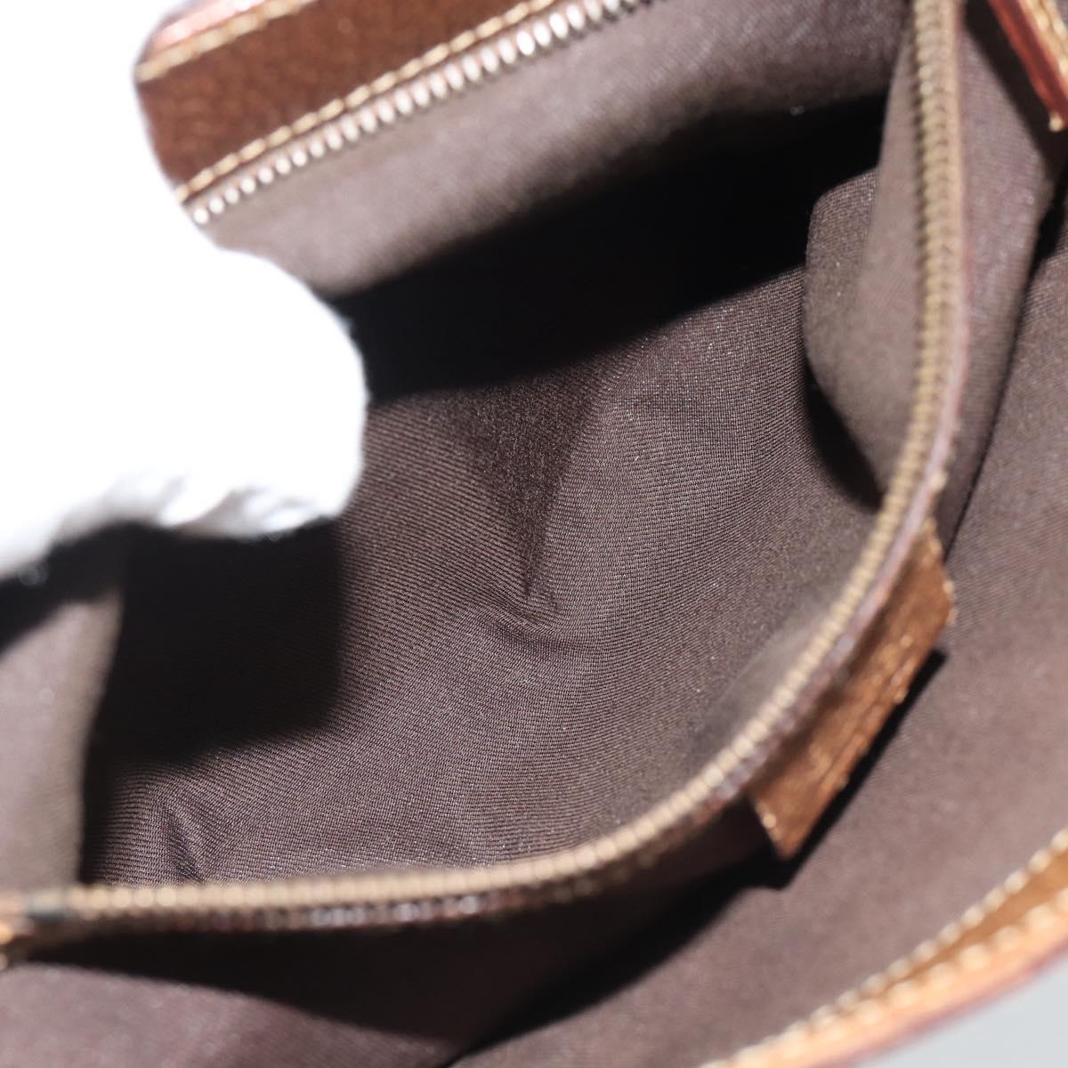 GUCCI Horsebit Shoulder Bag GG Canvas Beige Gold 144010 Auth 188928V