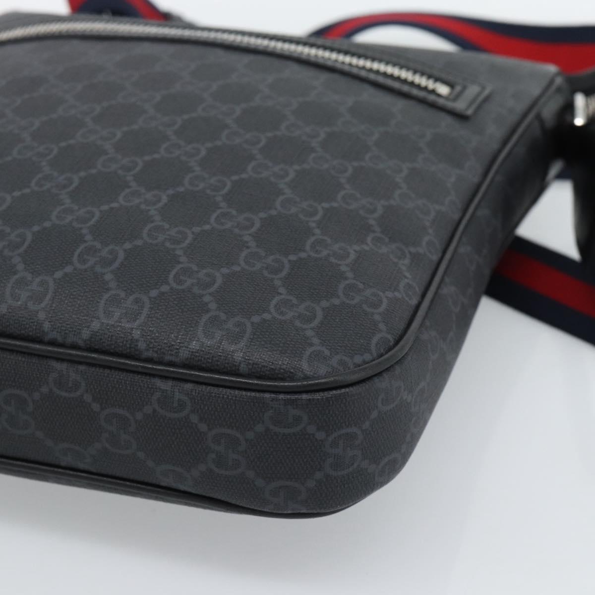 GUCCI GG Supreme Sherry Line Shoulder Bag PVC Black Silver 792081 Auth 188961