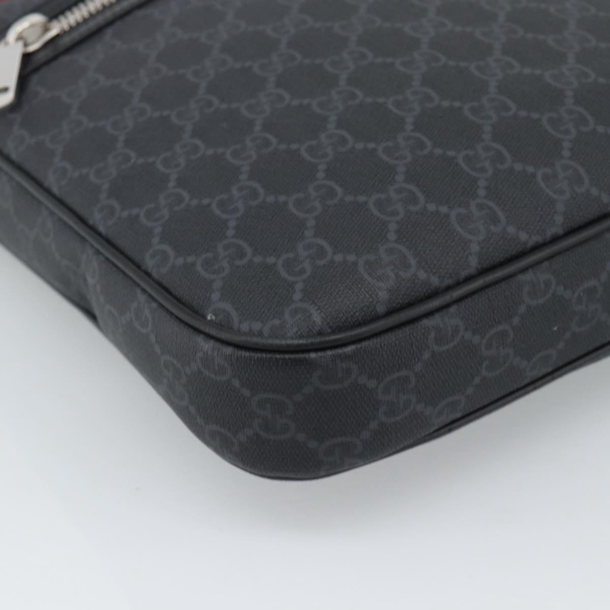 GUCCI GG Supreme Sherry Line Shoulder Bag PVC Black Silver 792081 Auth 188961