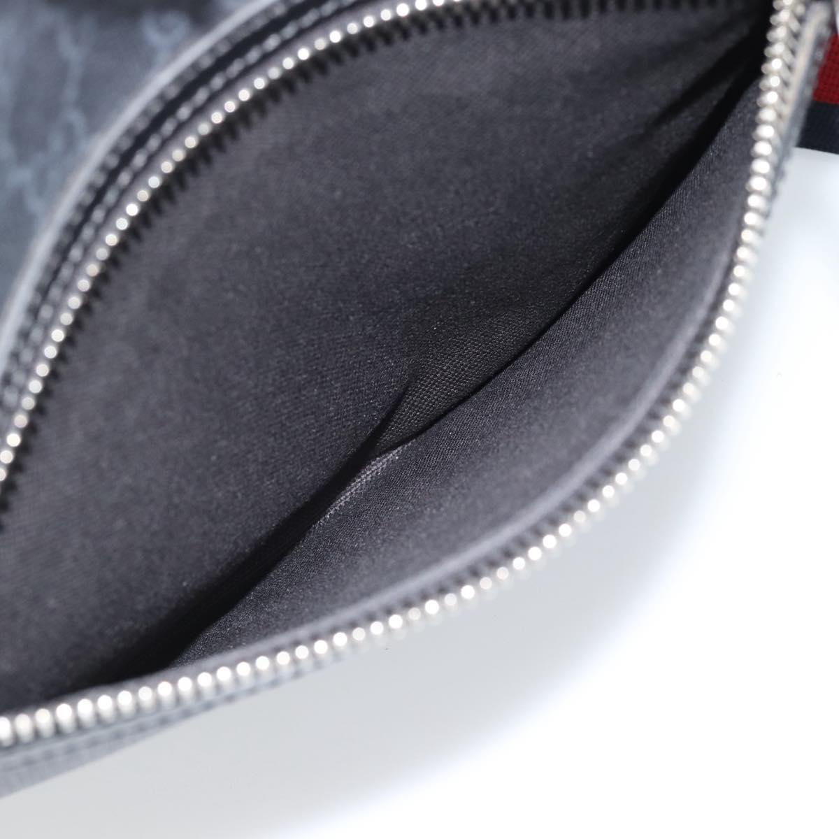 GUCCI GG Supreme Sherry Line Shoulder Bag PVC Black Silver 792081 Auth 188961
