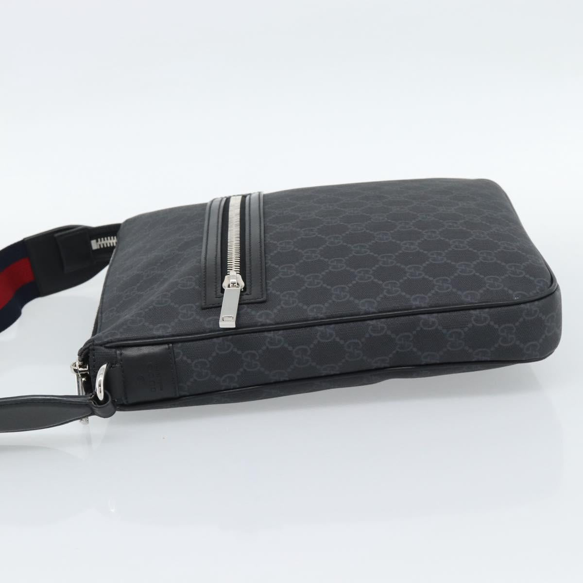 GUCCI GG Supreme Sherry Line Shoulder Bag PVC Black Silver 792081 Auth 188961