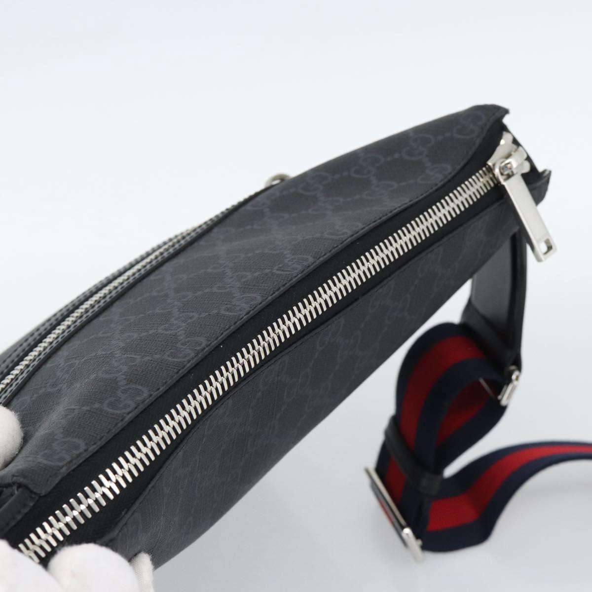 GUCCI GG Supreme Sherry Line Shoulder Bag PVC Black Silver 792081 Auth 188961