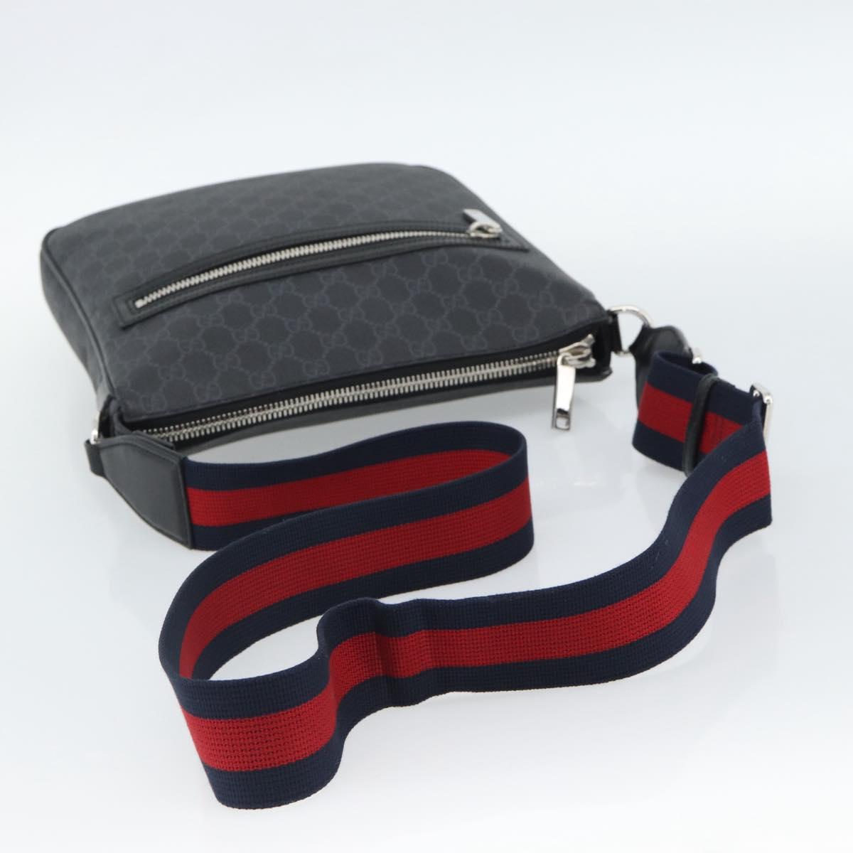 GUCCI GG Supreme Sherry Line Shoulder Bag PVC Black Silver 792081 Auth 188961