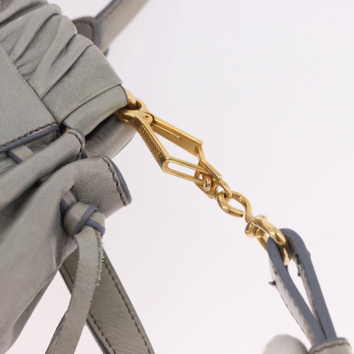 Miu Miu Hand Bag Leather 2way Light Blue Gold Auth 188963M