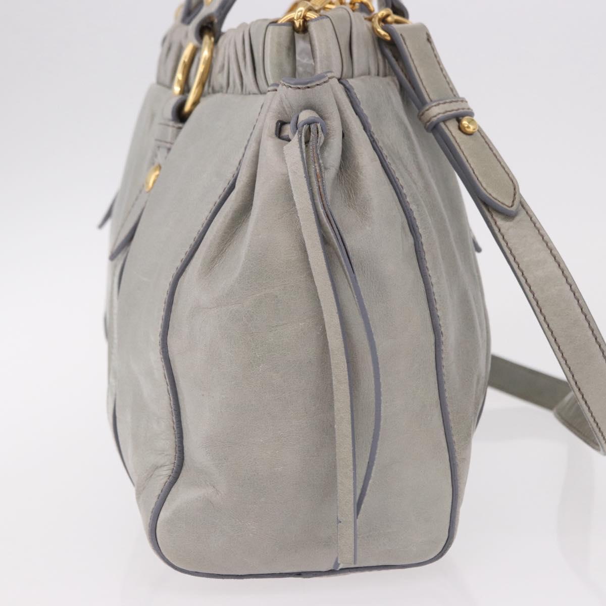 Miu Miu Hand Bag Leather 2way Light Blue Gold Auth 188963M