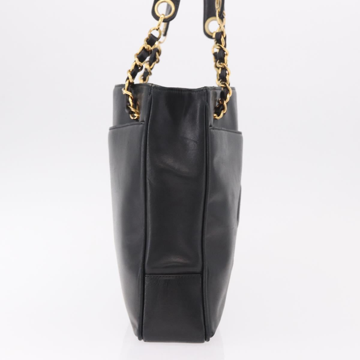 CHANEL COCO Mark Chain Shoulder Bag Leather Gold Black CC Auth 188970V
