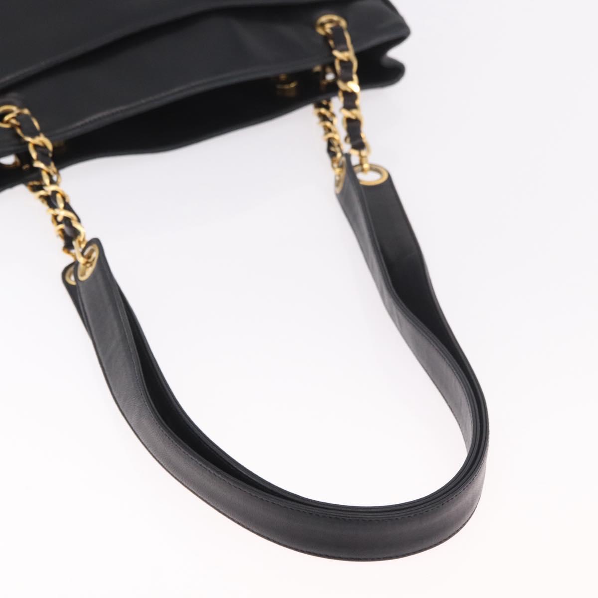 CHANEL COCO Mark Chain Shoulder Bag Leather Gold Black CC Auth 188970V