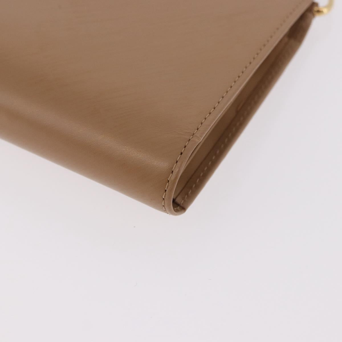 CARTIER Long Wallet Leather Beige Silver Auth 188973
