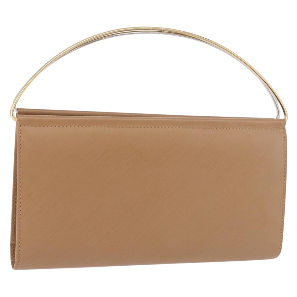 CARTIER Long Wallet Leather Beige Silver Gold Auth 188973