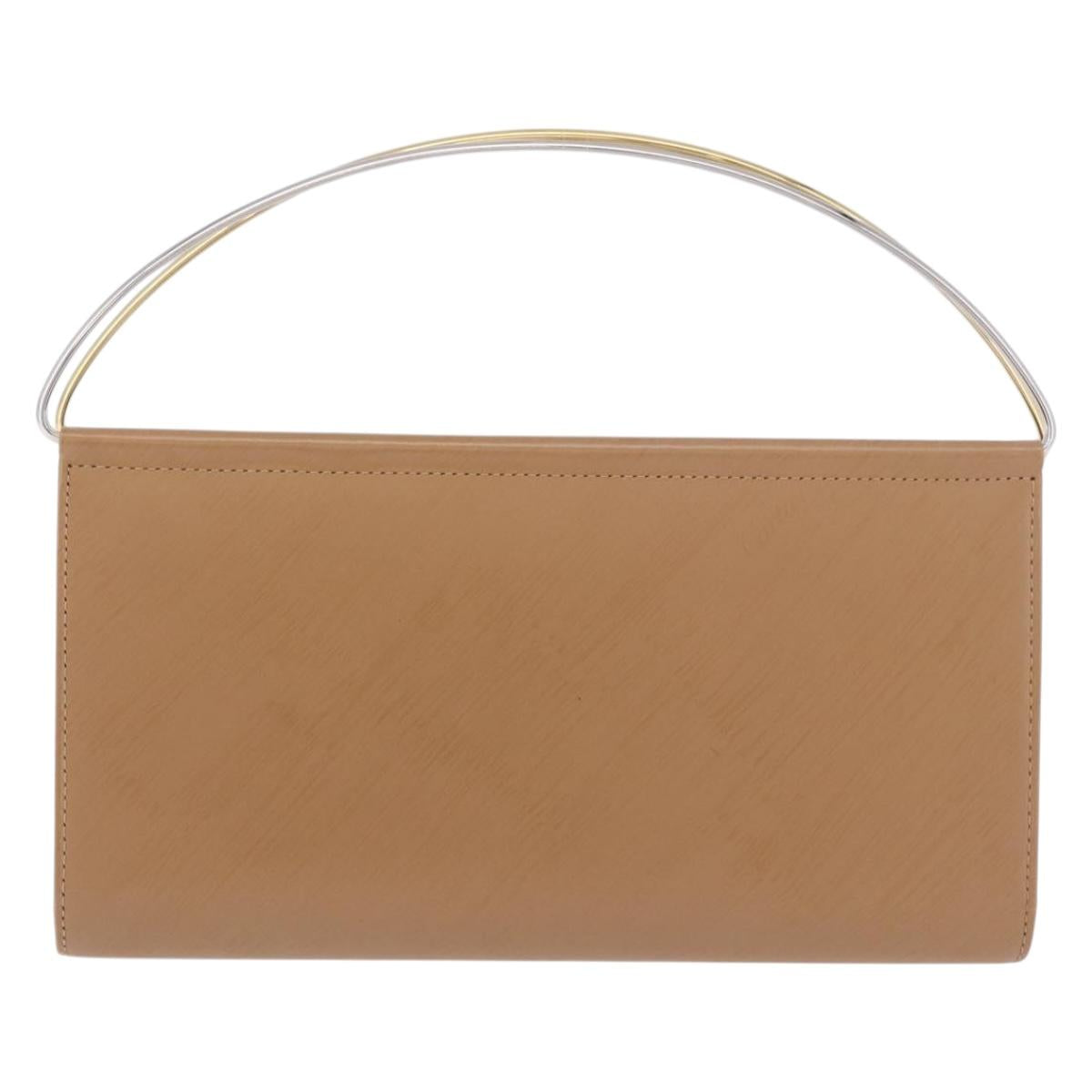 CARTIER Long Wallet Leather Beige Silver Gold Auth 188973