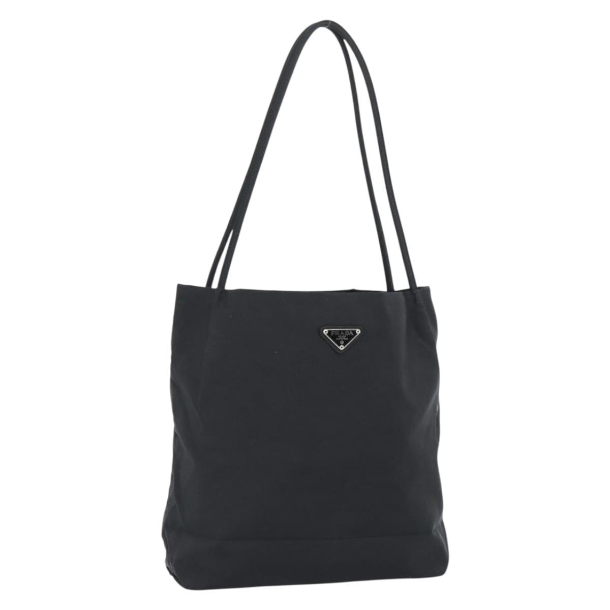 PRADA Tote Bag Nylon Black Silver Auth 188976A