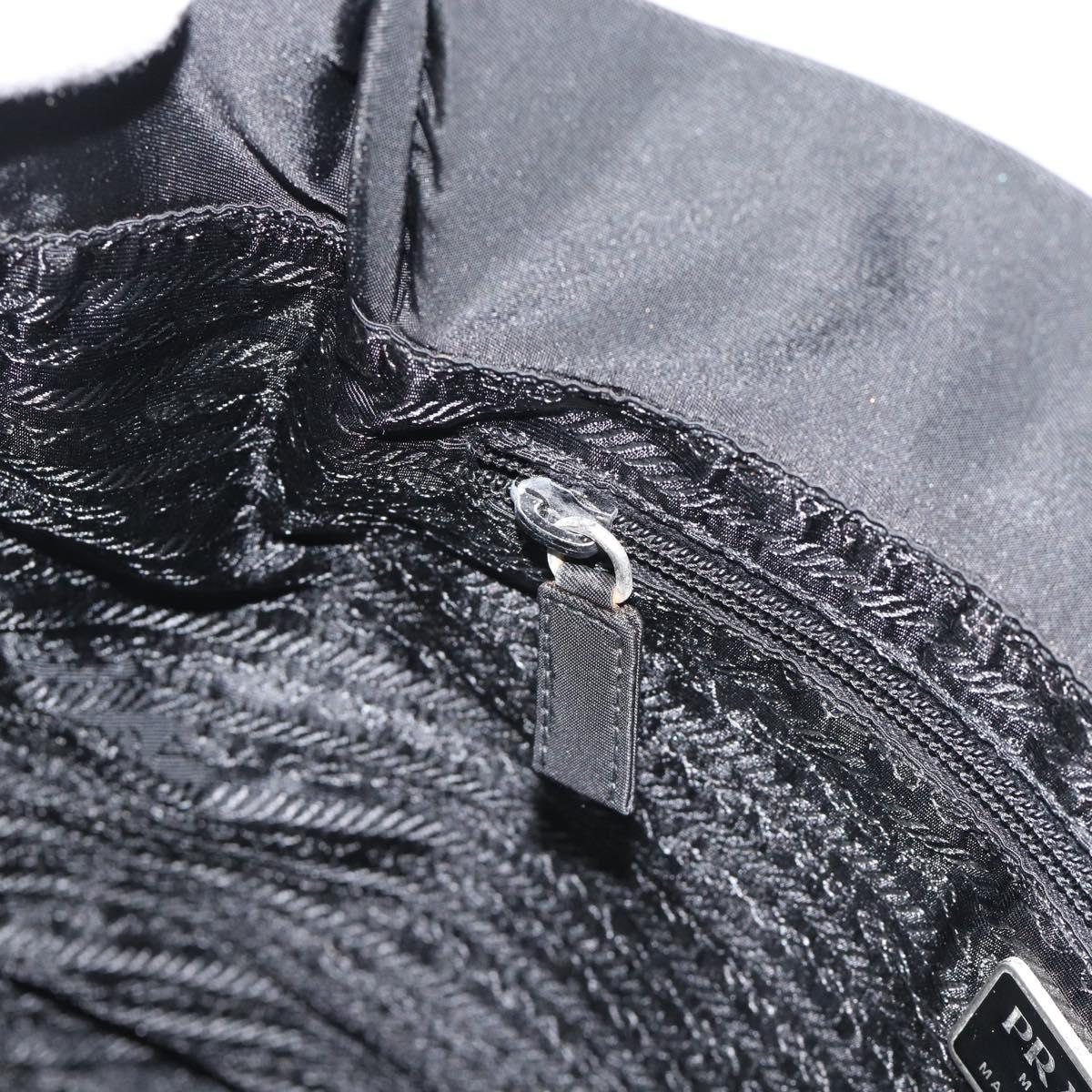 PRADA Tote Bag Nylon Black Silver Auth 188976A