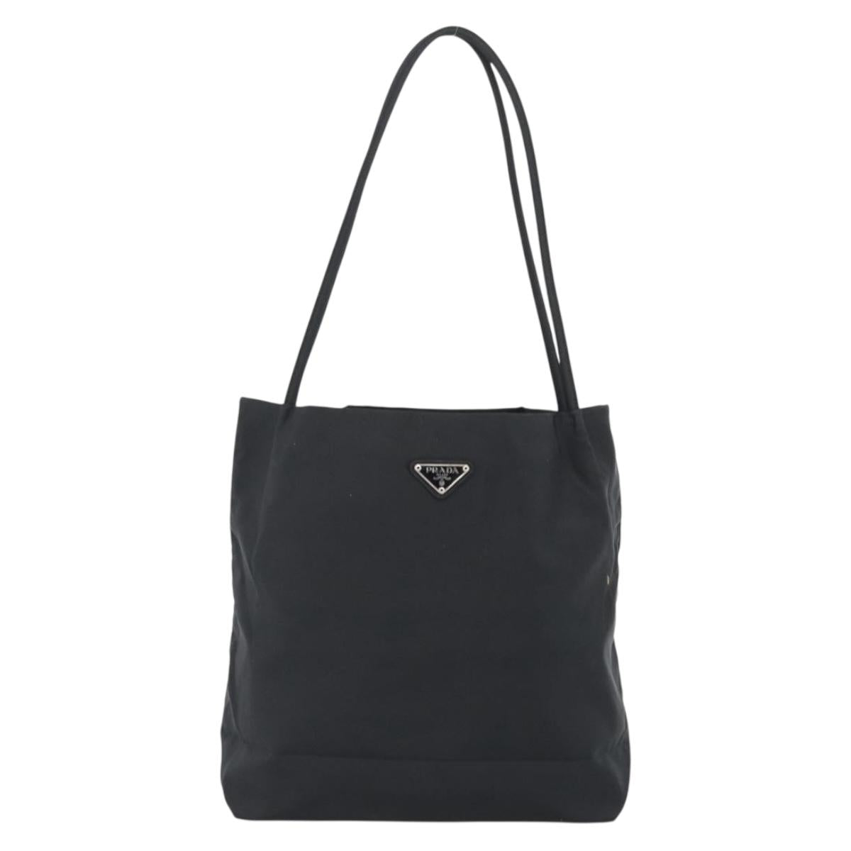 PRADA Tote Bag Nylon Black Silver Auth 188976A