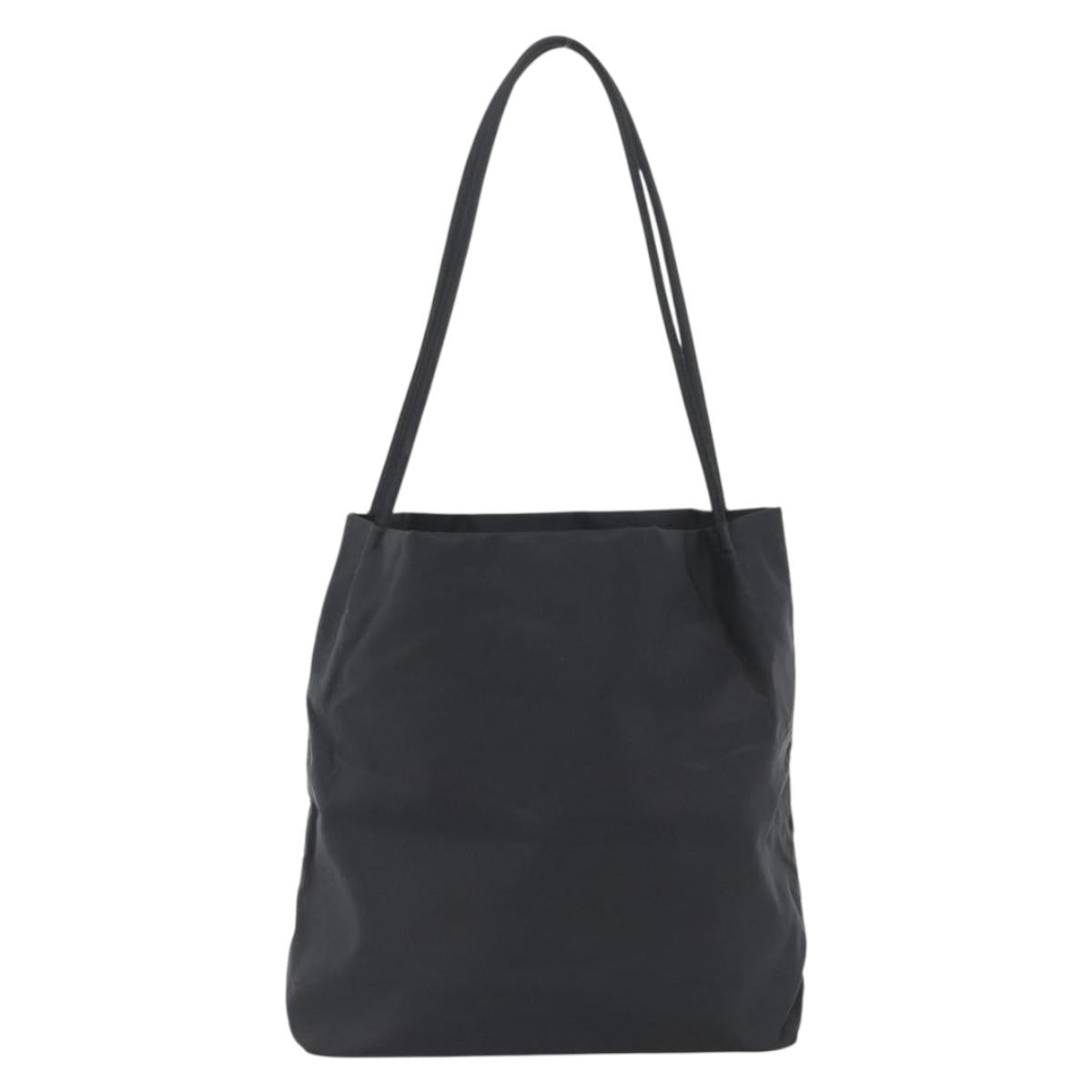 PRADA Tote Bag Nylon Black Silver Auth 188976A