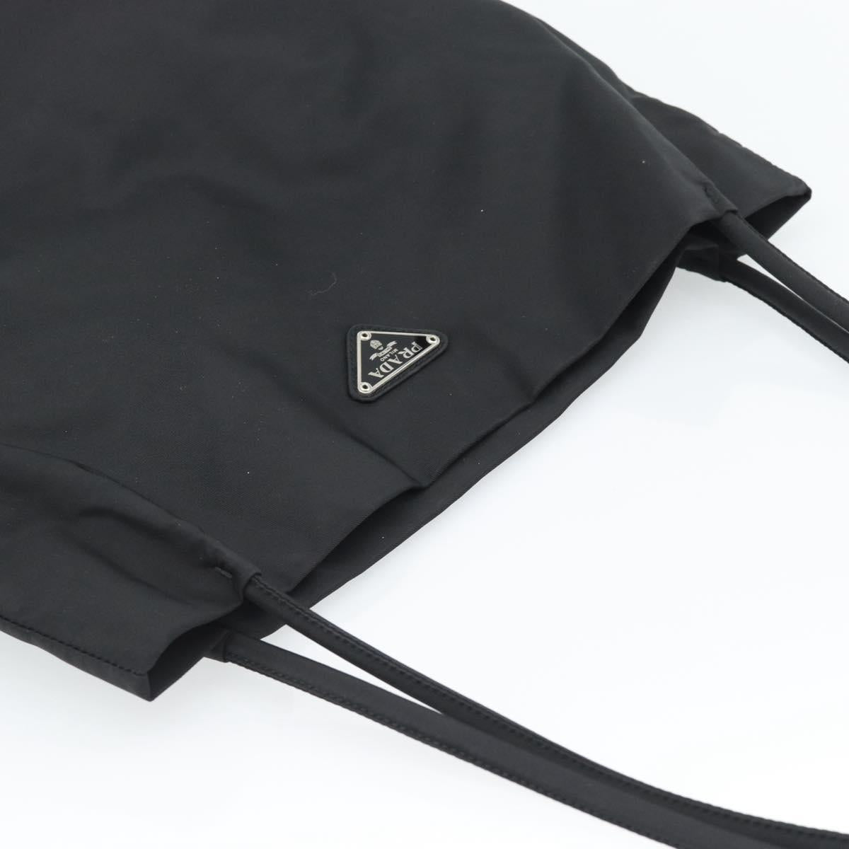 PRADA Tote Bag Nylon Black Silver Auth 188976A