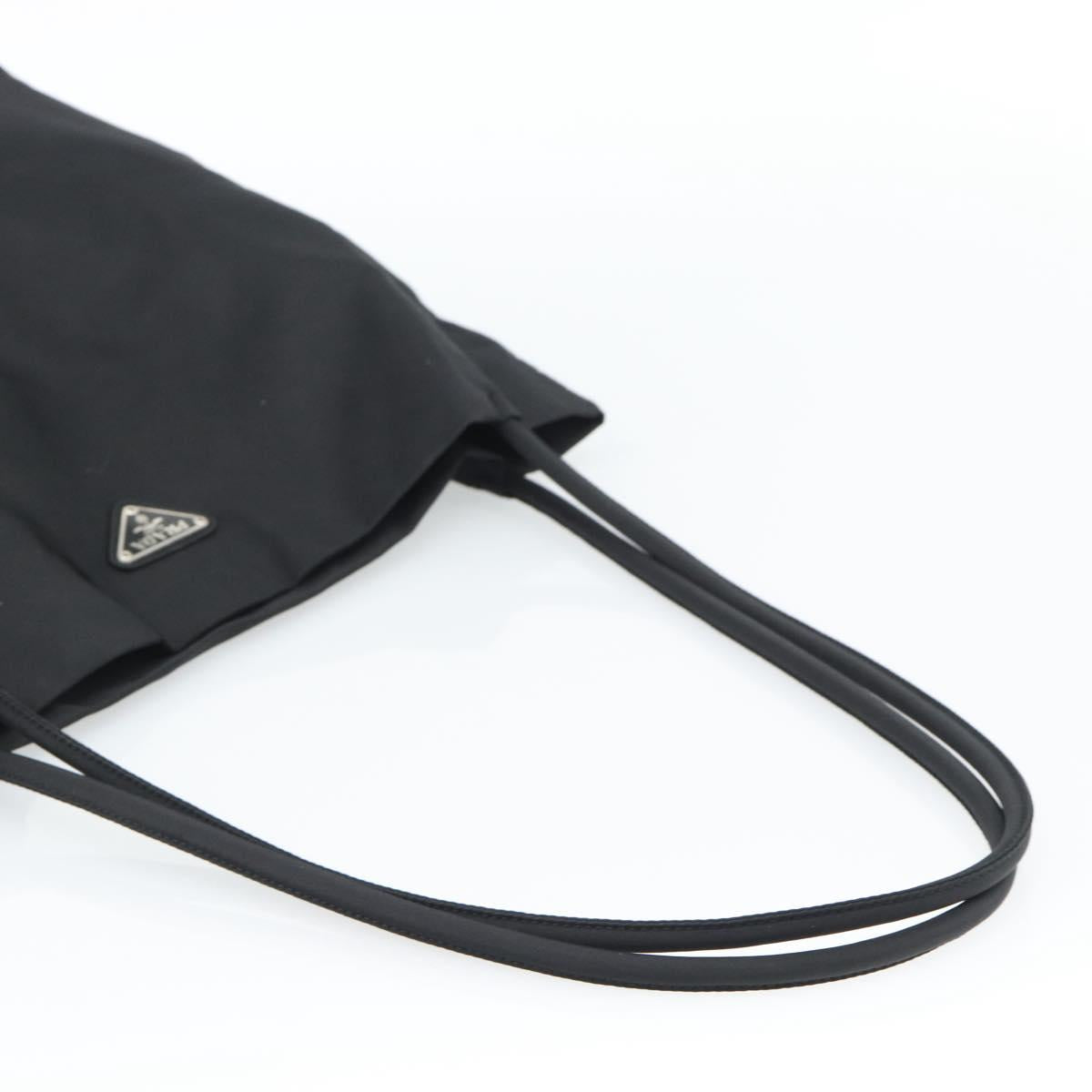 PRADA Tote Bag Nylon Black Silver Auth 188976A