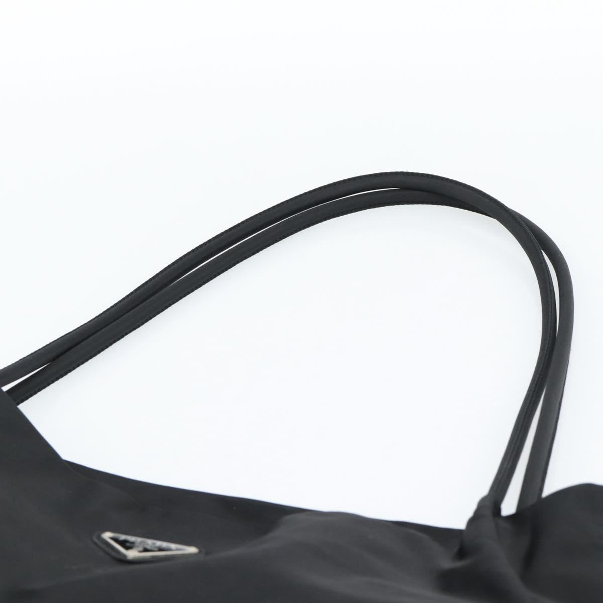 PRADA Tote Bag Nylon Black Silver Auth 188976A