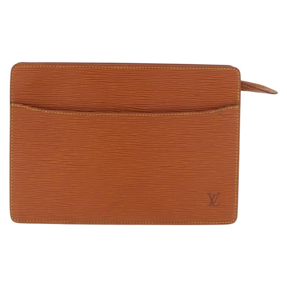 LOUIS VUITTON Epi Pochette Homme Bag Brown Zipangu Gold M52528 LV Auth 188977