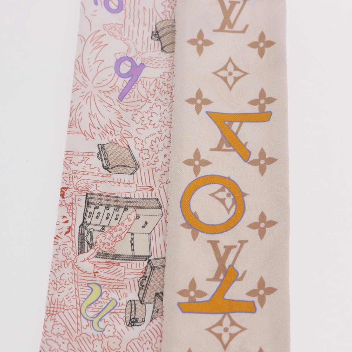 LOUIS VUITTON Bando BB Bon Voyage Scarf Silk Beige M96392 LV Auth 188982M