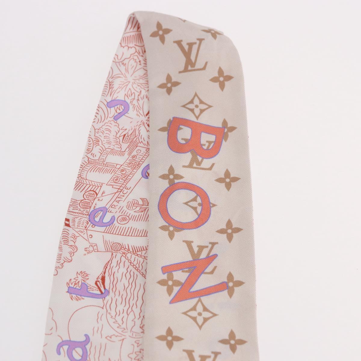 LOUIS VUITTON Bando BB Bon Voyage Scarf Silk Beige M96392 LV Auth 188982M