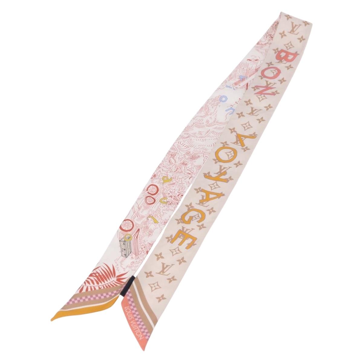 LOUIS VUITTON Bando BB Bon Voyage Scarf Silk Beige M96392 LV Auth 188982M
