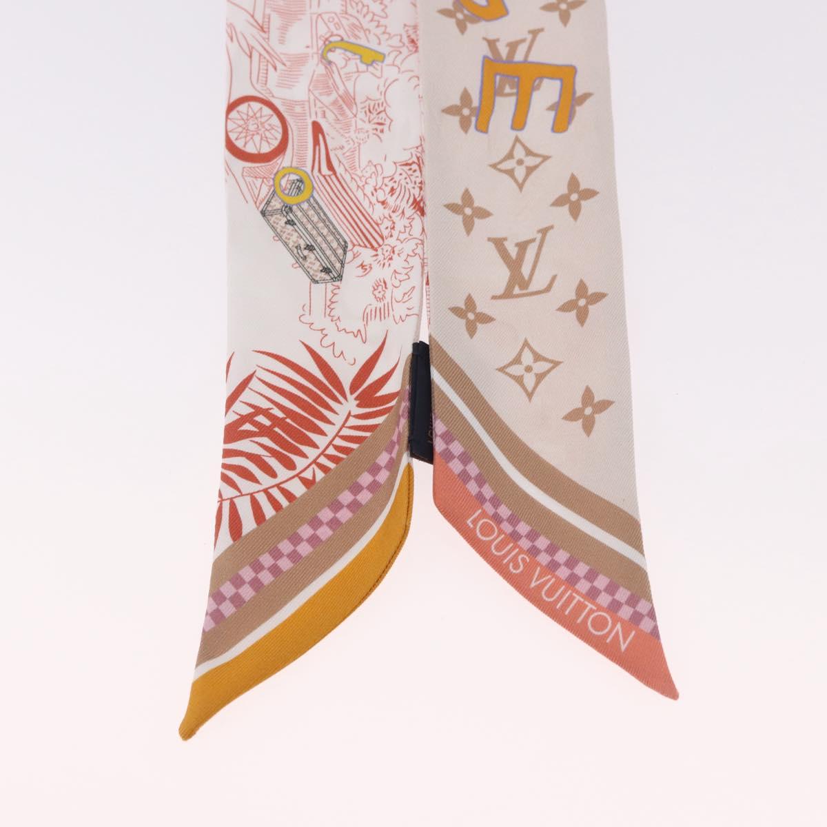 LOUIS VUITTON Bando BB Bon Voyage Scarf Silk Beige M96392 LV Auth 188982M