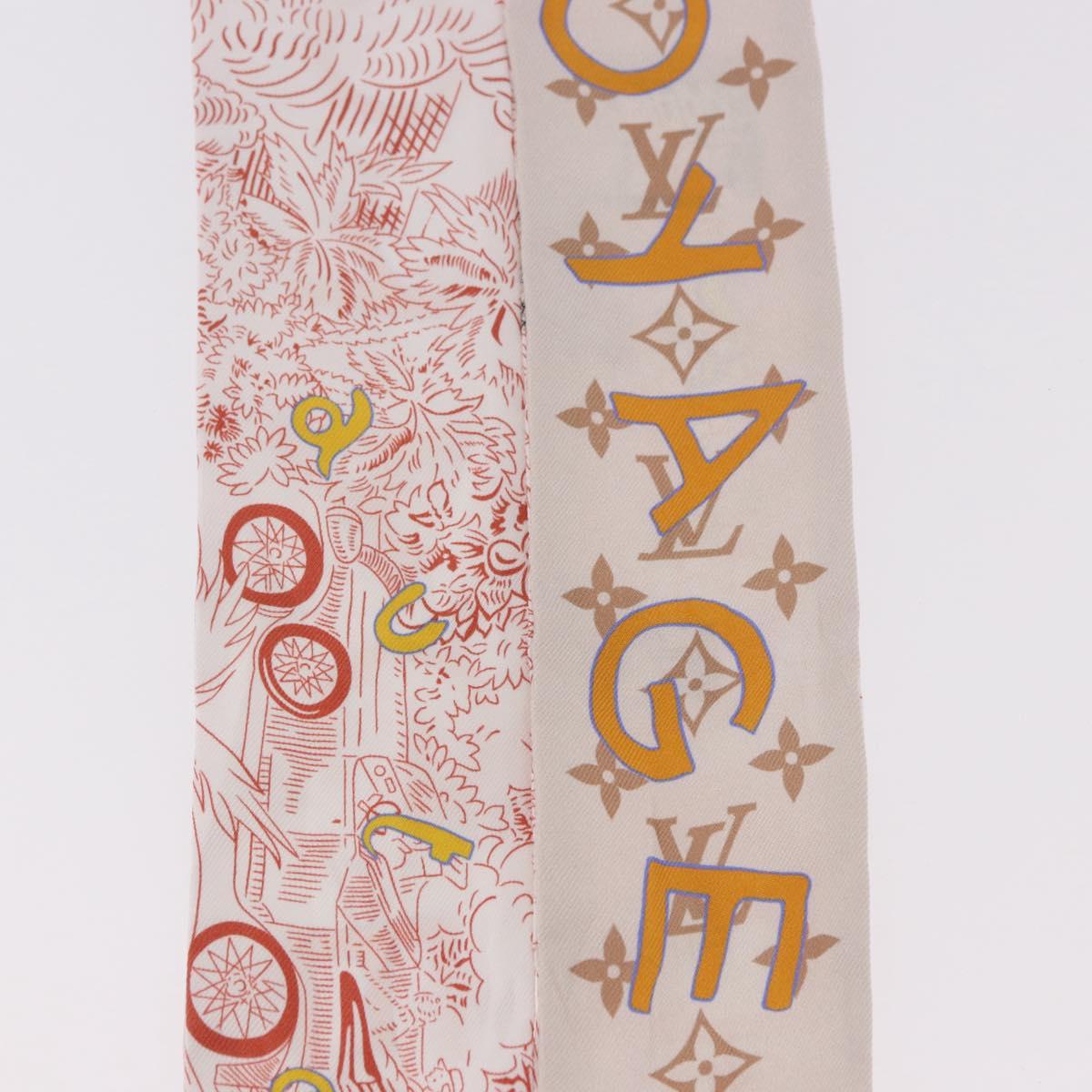 LOUIS VUITTON Bando BB Bon Voyage Scarf Silk Beige M96392 LV Auth 188982M