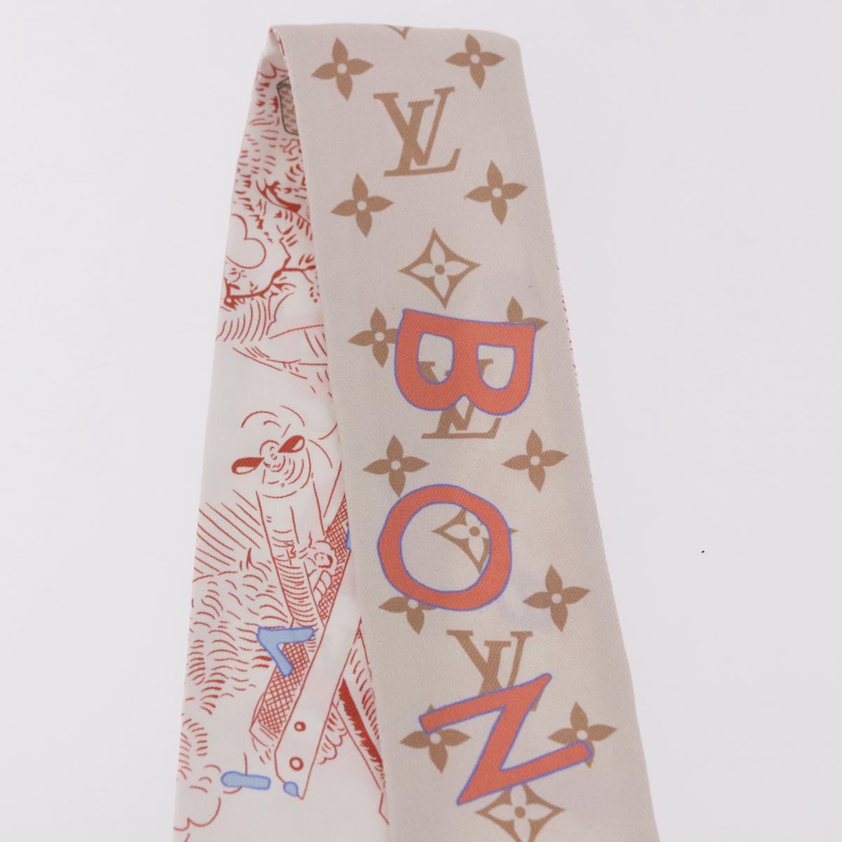 LOUIS VUITTON Bando BB Bon Voyage Scarf Silk Beige M96392 LV Auth 188982M