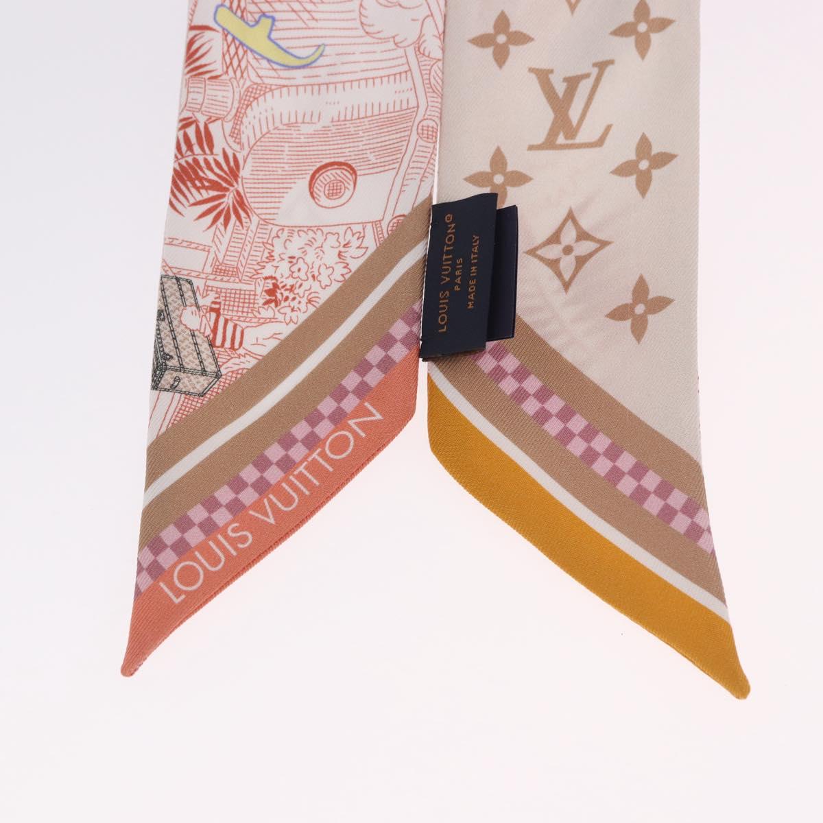 LOUIS VUITTON Bando BB Bon Voyage Scarf Silk Beige M96392 LV Auth 188982M