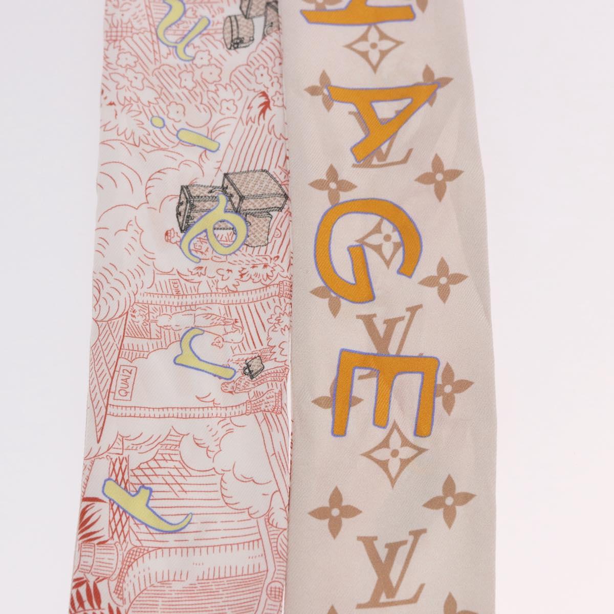 LOUIS VUITTON Bando BB Bon Voyage Scarf Silk Beige M96392 LV Auth 188982M