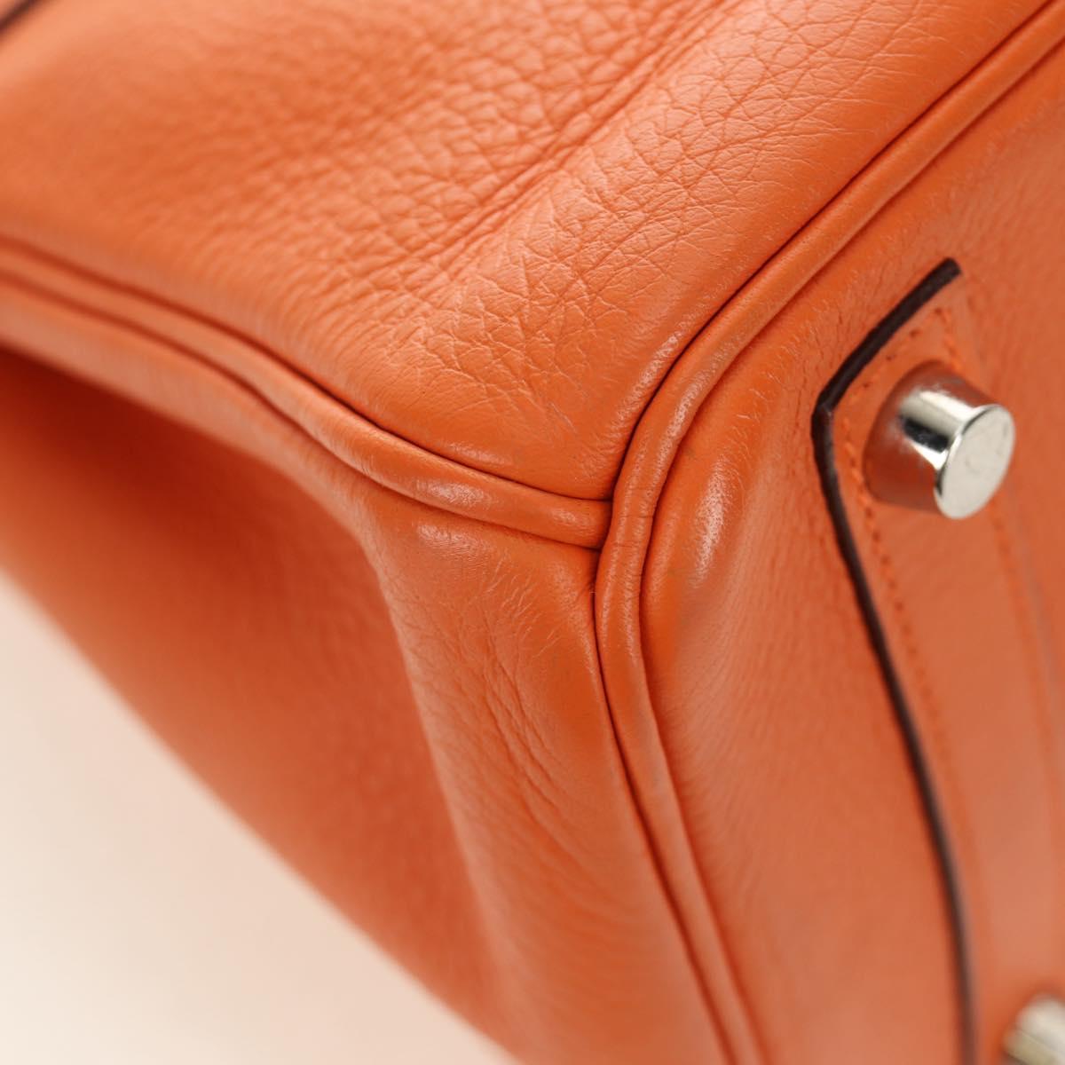 HERMES Birkin 30 Hand Bag Taurillon Clemence Leather Orange Silver Auth 188988SM