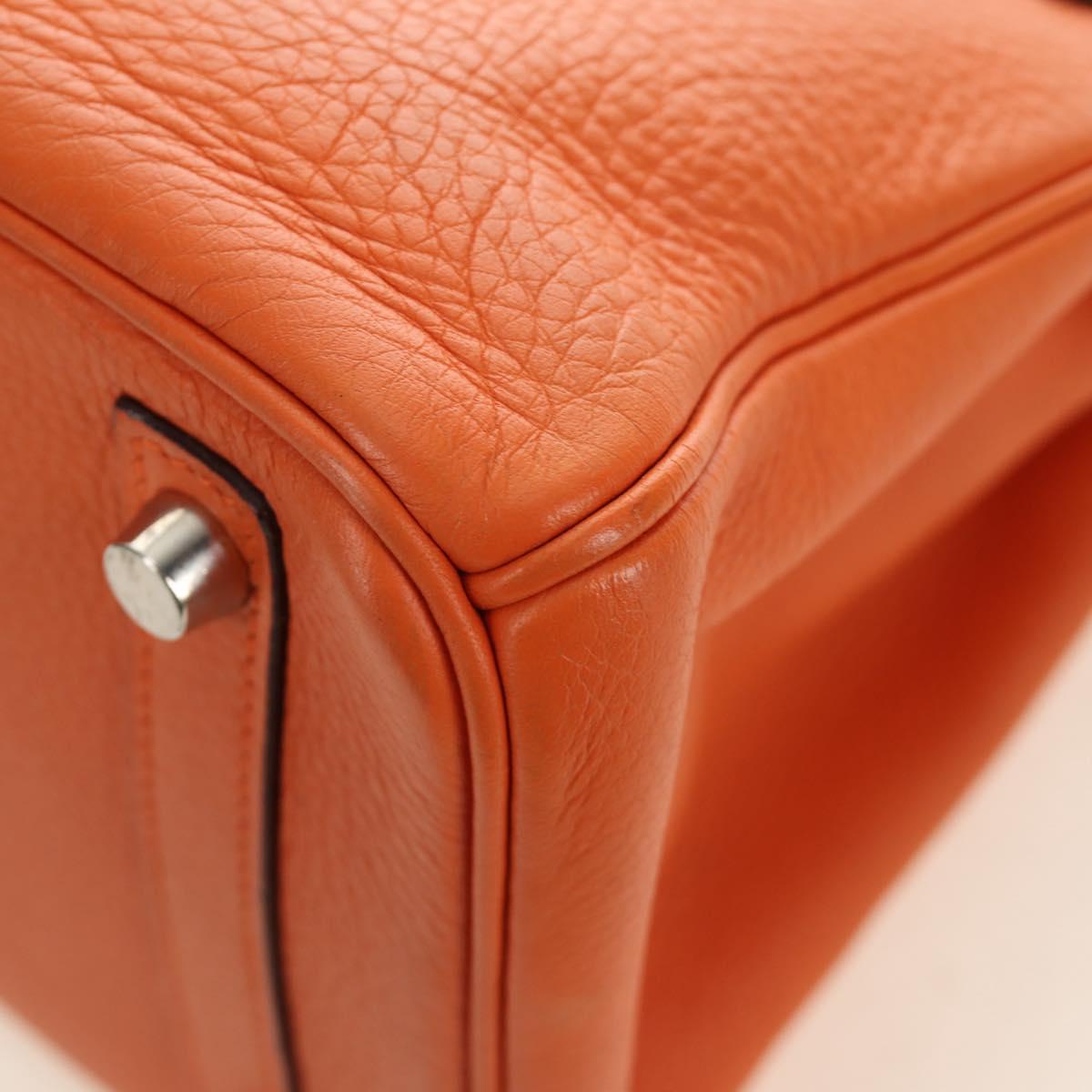 HERMES Birkin 30 Hand Bag Taurillon Clemence Leather Orange Silver Auth 188988SM