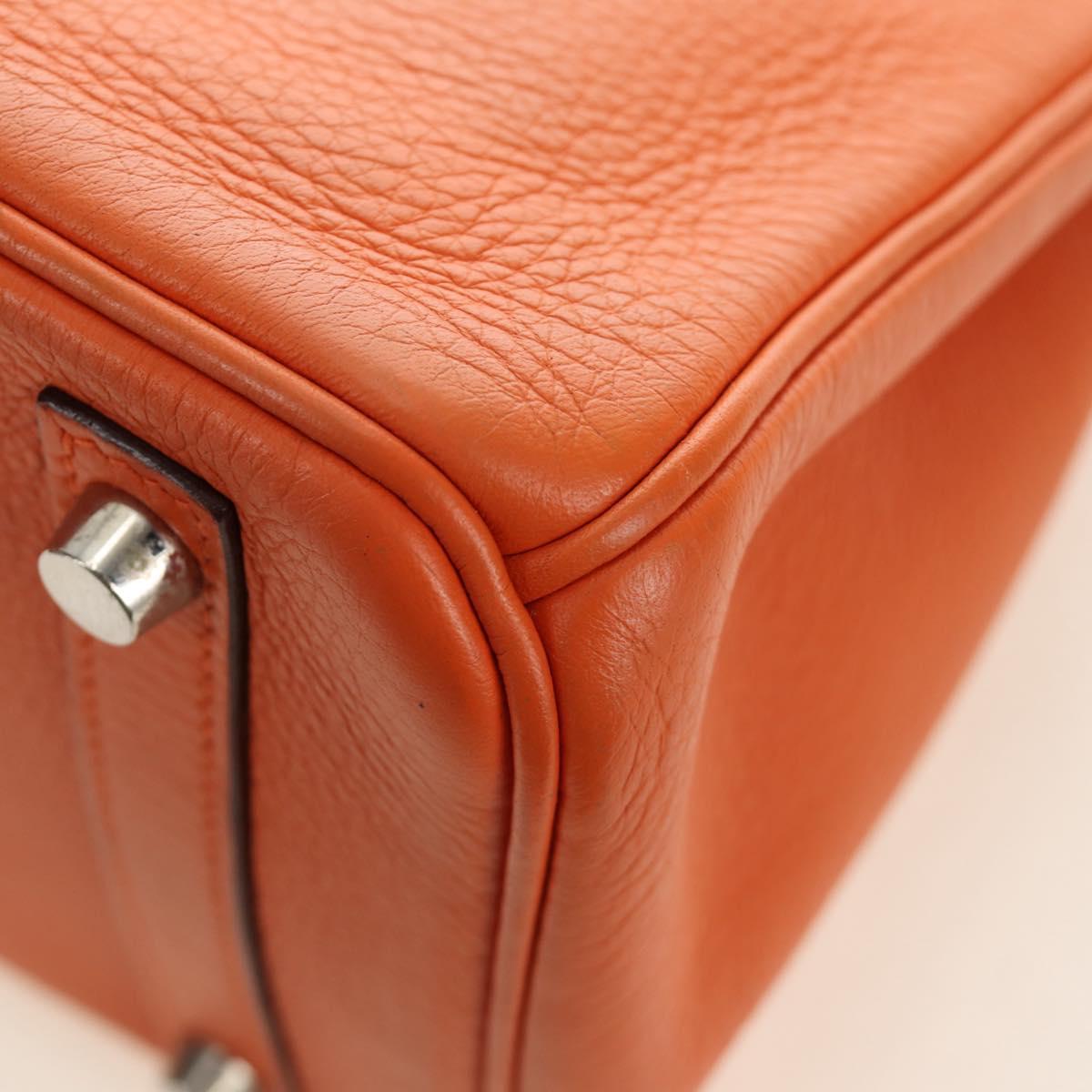 HERMES Birkin 30 Hand Bag Taurillon Clemence Leather Orange Silver Auth 188988SM
