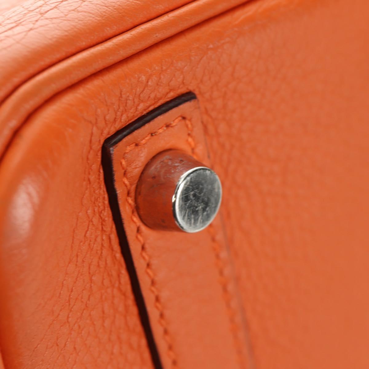HERMES Birkin 30 Hand Bag Taurillon Clemence Leather Orange Silver Auth 188988SM