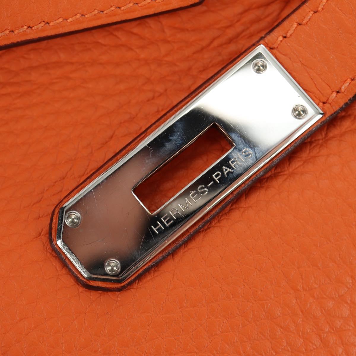 HERMES Birkin 30 Hand Bag Taurillon Clemence Leather Orange Silver Auth 188988SM
