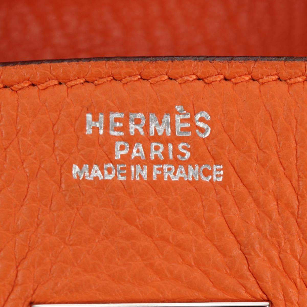 HERMES Birkin 30 Hand Bag Taurillon Clemence Leather Orange Silver Auth 188988SM
