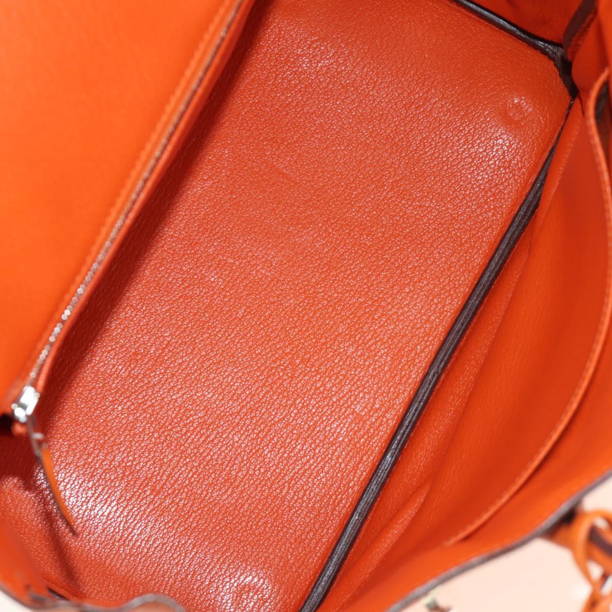 HERMES Birkin 30 Hand Bag Taurillon Clemence Leather Orange Silver Auth 188988SM