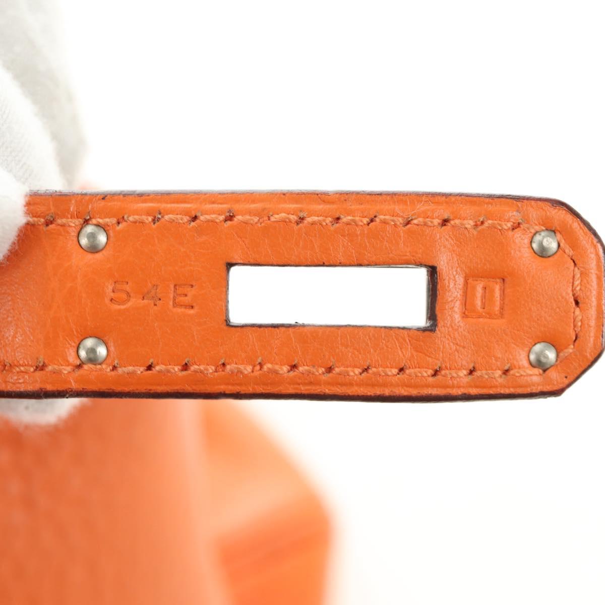 HERMES Birkin 30 Hand Bag Taurillon Clemence Leather Orange Silver Auth 188988SM