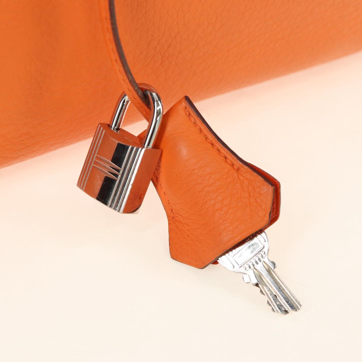 HERMES Birkin 30 Hand Bag Taurillon Clemence Leather Orange Silver Auth 188988SM