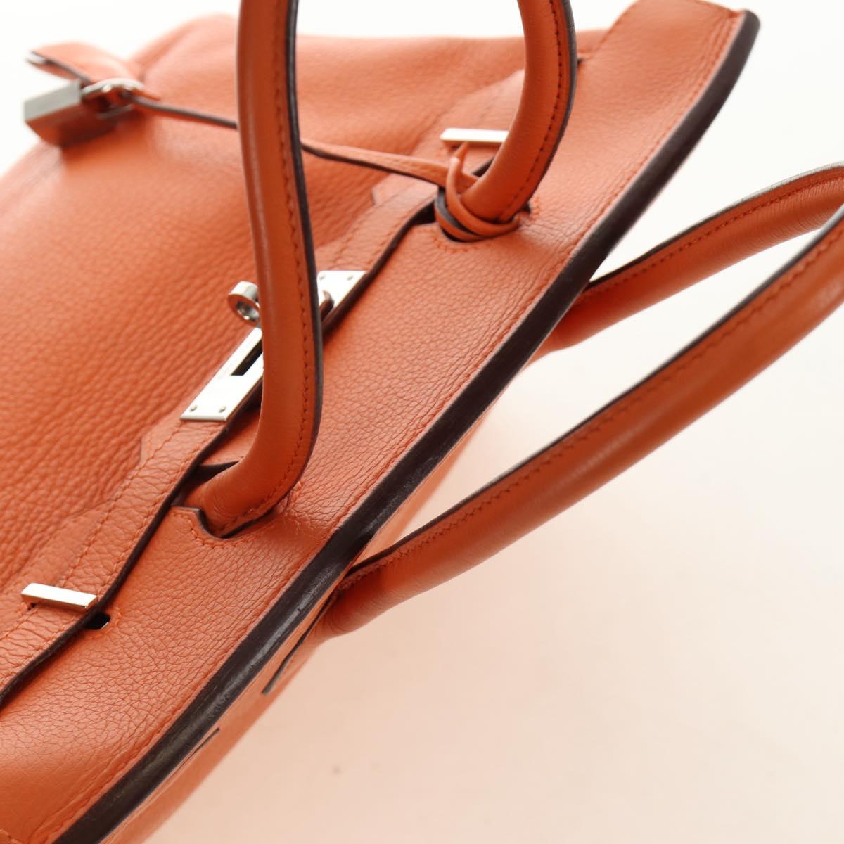 HERMES Birkin 30 Hand Bag Taurillon Clemence Leather Orange Silver Auth 188988SM